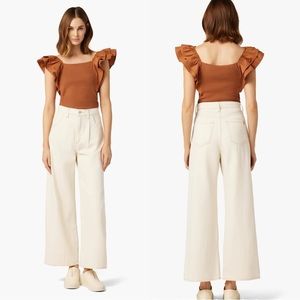 Joe’s Jeans The Pleated Wide Leg Ankle Jeans in Natural